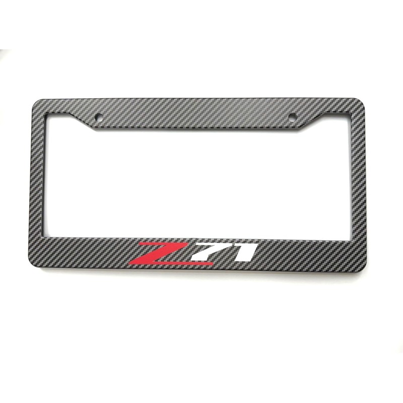 1PC Carbon Fiber Metal Z71 License Plate Frame Tag Cover