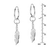 AeraVida Trendy Feather Flight .925 Sterling Silver Dangle Hoop Earrings