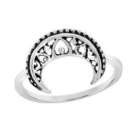 AeraVida Mystical and Romantic Crescent Moon Sterling Silver Ring | Casual Rings For Unisex | Statement Fashion, Promise Ring, Couple Unisex Ring | Size 10