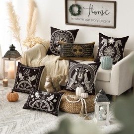 Artoid Mode Viking Tree of Life Raven Helmet of Awe Cushion Covers Set of 4 40 x 40 cm Decorative Cushion Cover Couch Living Room Decoration