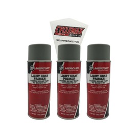 CYCLEMAX Three Pack compatible with Mercury Light Grey Primer Spray Paint 12 OZ 92-80287852 Contains Three Light Grey Primer Spray Paint 12 OZ and a Funnel