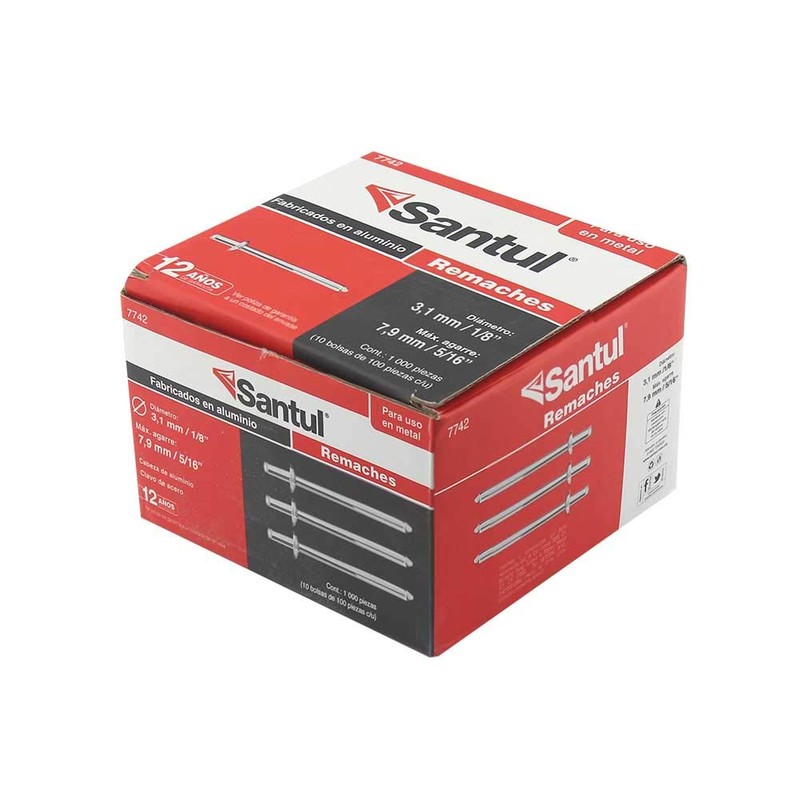 Santul 7742 Paquete de 1000 Pz Remaches diámetro de 1/8"