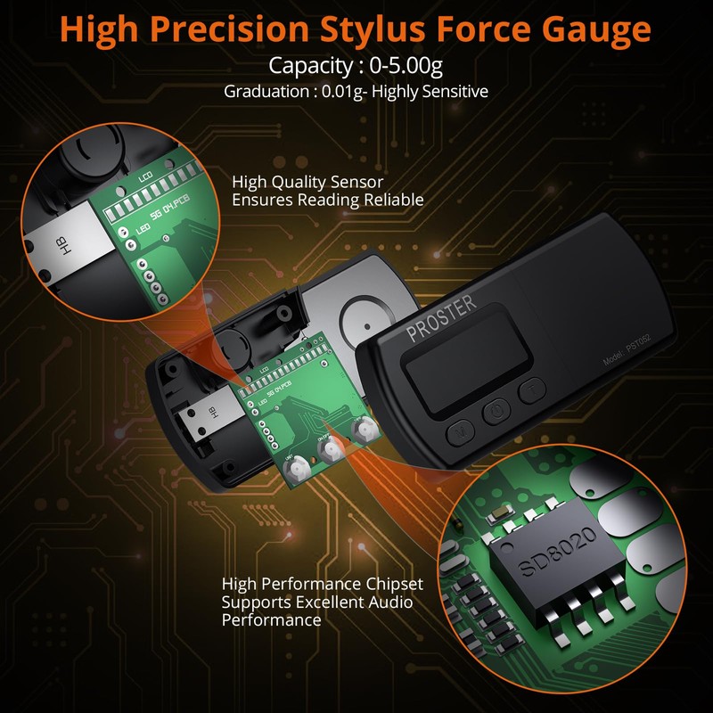 Proster Turntable Stylus Force Tracking Scale - Phono Turntable Cartridge
