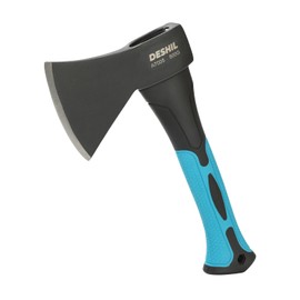 10” Outdoor Hatchet Forged Carbon Steel Heat Treated Hand Tool, Fiberglass Shock Reduction Handle with Anti-Slip Grip, Blue