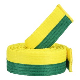 PATIKIL Taekwondo Coloured Rank Belt, 1.6 x 6.6 Ft 2M Polyester Martial Arts Judo Karate Belt for Teaching Practice, Yellow/Green