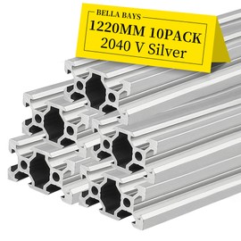 BELLA BAYS 5pcs 48 inch 1220mm 2040 V Slot Aluminum Extrusion Profile European Standard Anodized Silver Extruded Linear Rail Guide Frame for 3D Printer Laser Engraving Machine CNC Workbench DIY