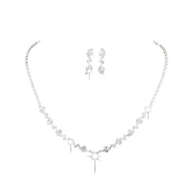 Kara Nicole Sparkling Silver Wedding Bridal Crystal Diamante Rhinestone Necklace Earring Set
