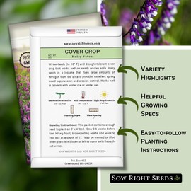 Sow Right Seeds - Hairy Vetch Seed for Planting - Cover Crops to Plant in Your Home Vegetable Garden - Enriches Soil - Suppresses Weeds - Cold Hardy - Non-GMO Heirloom Seeds - Great Gardening Gift (1)