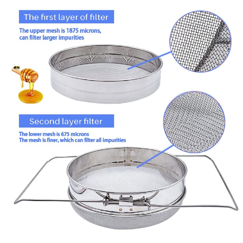 Honey Strainer for 5 Gallon Bucket Stainless Steel Double Sieve