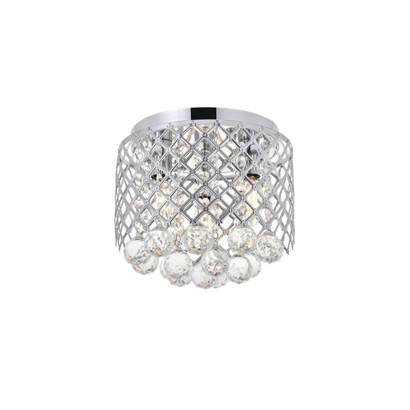 Living District Tully 3-Light Mid-Century Metal Flush Mount in Chrome