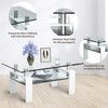 LUARANE Glass Coffee Table, 2 Tier Central Table with Lower