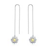Daisy Earrings Sterling Silver Daisy Threader Earrings Pull Through Chain