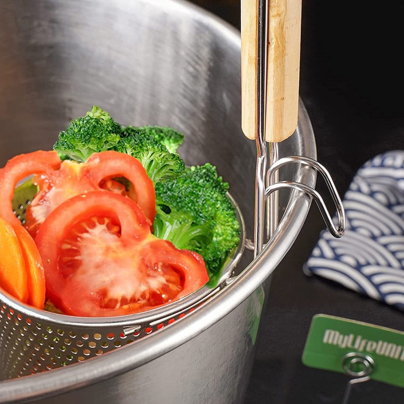 MyLifeUNIT Pasta Strainer, 2 Pack Stainless Steel Mesh Spider Strainer