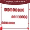 Christmas Press On Nails Short Square, 24pcs Christmas Striped Fake
