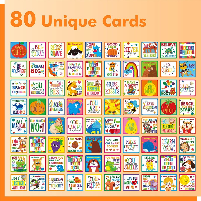 Gethelud 80 PCS Lunch Box Notes for kids, Inspirational Words