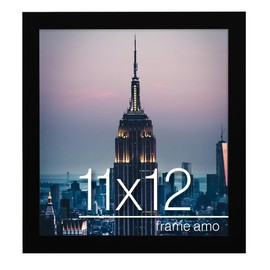Frame Amo 11x12 Black Modern Picture Frame, 1 inch Border, Acrylic Front, for Wall or Table