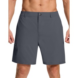 SERAMY Mens Stretch Golf Shorts with 6 Pockets Dry Fit 7 Inch Inseam Lightweight Dress for Hiking Work Casual Deep Grey