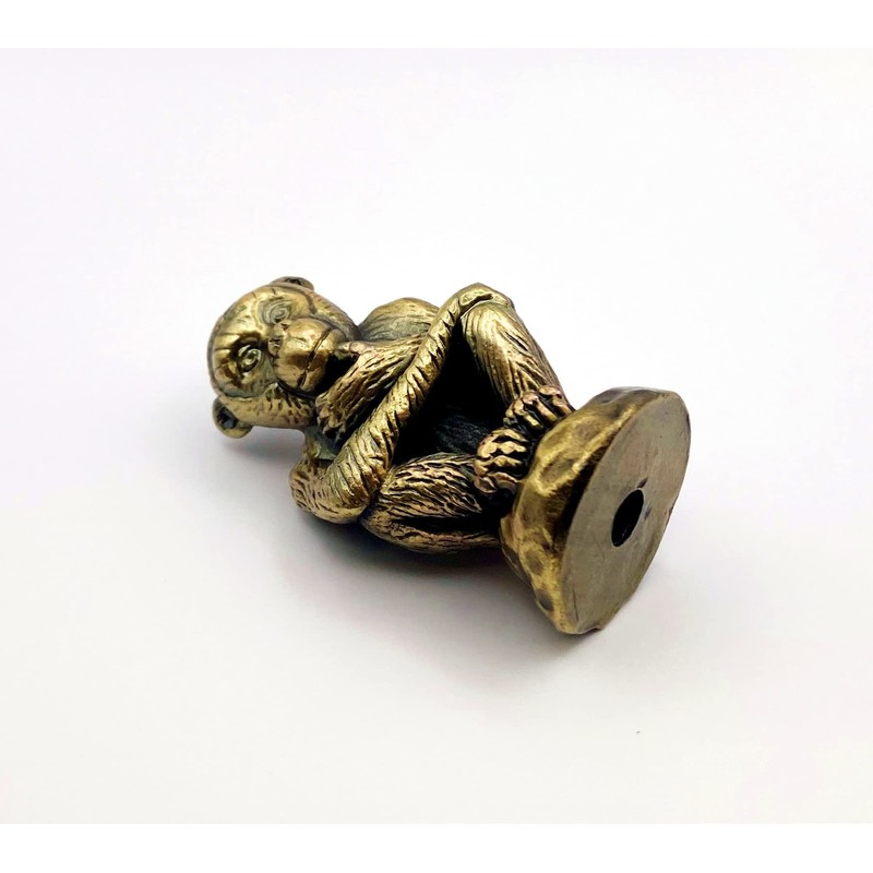 Lamp Finial-Thinking Monkey-Antique Brass Finish, Highly Detailed Metal Casting