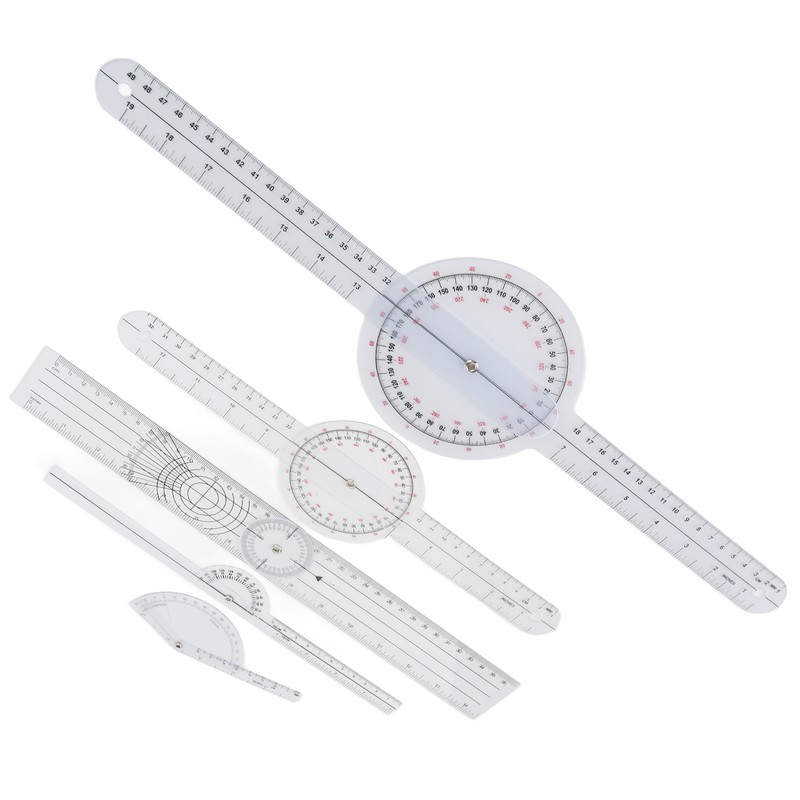 5Pcs Medical Goniometer Transparent Plastic Multifunction Joint Goniometer Set Kit