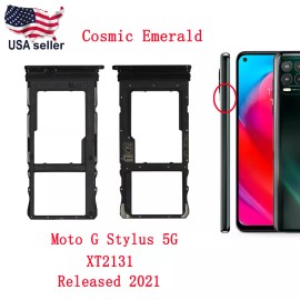 For Motorola OEM Sim Card Tray Holder Slot + Pin For Motorola Moto G Stylus 5G 2020 2021 2022 - For Moto G Stylus 5G XT2131, Cosmic Emerald
