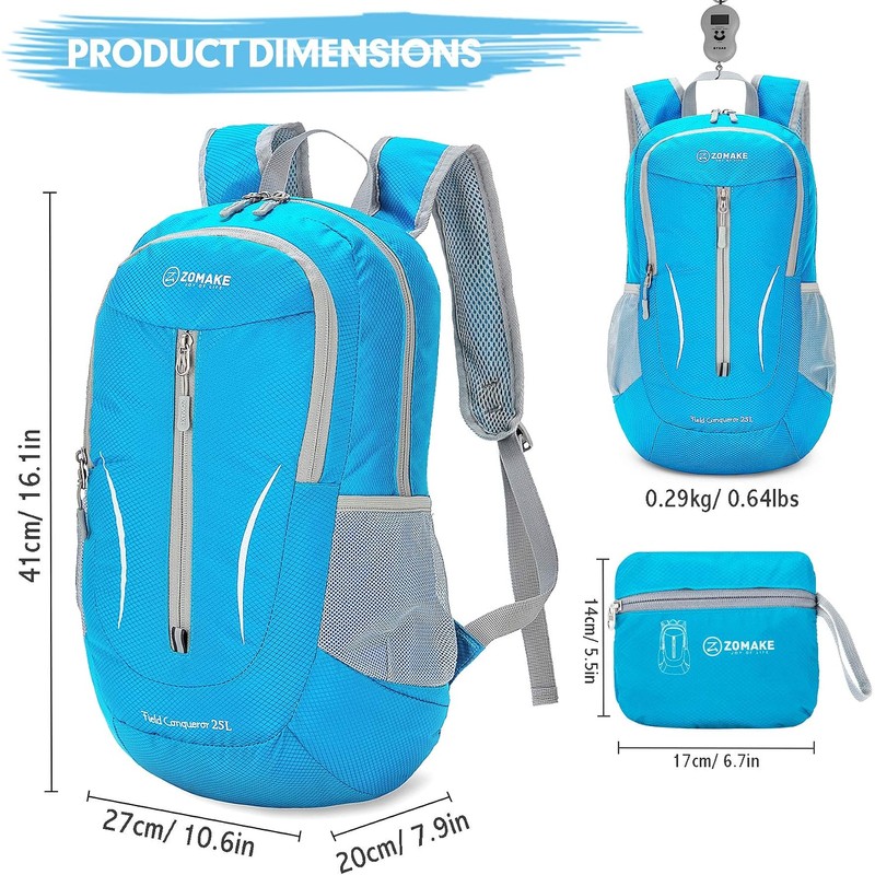 ZOMAKE Ultra Lightweight Packable Backpack 25L, Foldable Hiking Backpacks Water
