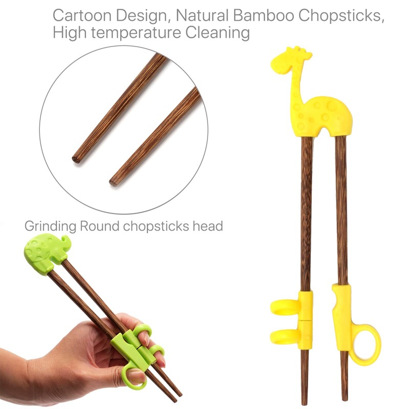 VANANA Training Chopsticks, 4 Pairs Kids Children Chopsticks Reusable Bamboo