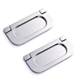 XMHF Alloy Recessed Type Handle Flush Door Pull for Pocket Doors, Silvery Rustproof Recessed Finger Pulls for Sliding Doors, Cabinets, Drawers (2 Pack)