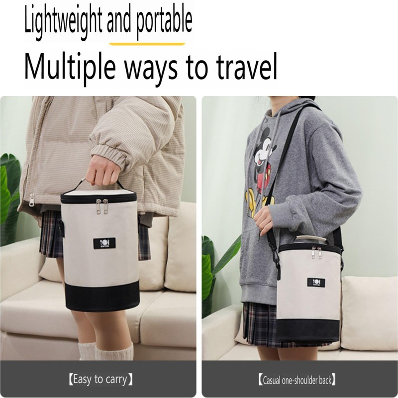 XINGNIAO Japanese Style Round Bento Bag Large Capacity Insulated Waterproof