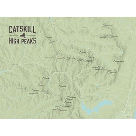 Catskill High Peaks Checklist 18x24 Poster (Sage)