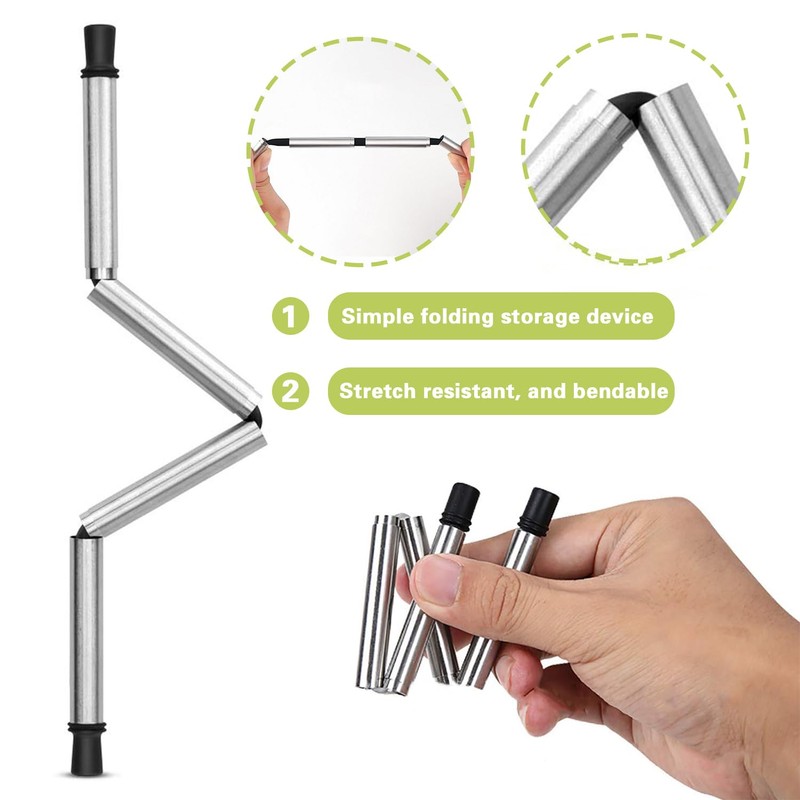 AACGIN Foldable Straw with Storage Box, Reusable Folding Stainless Steel
