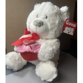 Gund DELISHA 4051026 White Bear with Heart Cupcake 8" - NEW WITH TAGS