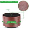 Hennaja Round Leather Art Supply Organizer,Remote Control Holder,360 Degree Spinning,Multi-Functional