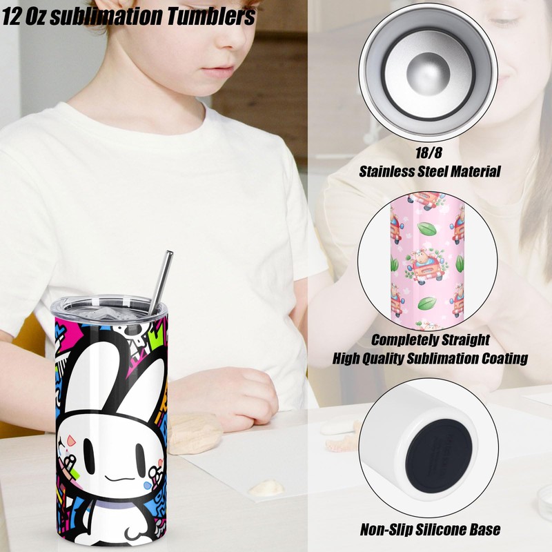 Draheri 12 Oz Sublimation Tumblers Blanks Bulk, Sublimation Cups for