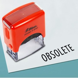 Printtoo Obsolete Self Inking Rubber Stamp Pre,Inked Office Stamp, Home Office Business Stationery, 38 x 14 mm, Black