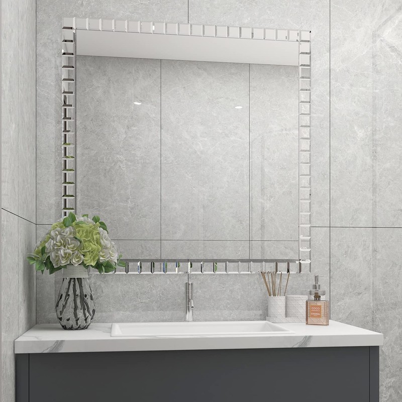 Lovdeco Peel and Stick 3 Inch Beveled Mirror Glass Tile