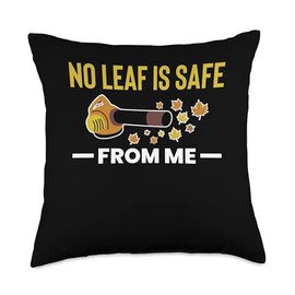 No Leaf Is Safe From Me Leaf Blower Autumn Throw Pillow