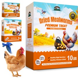 10LB Dried Mealworms for Birds Treats Bulk - Non GMO Meal Worms Dried for Chickens, Wild Birds, Turkeys, Reptile Food - High Protein Grub Worms for Chickens for Laying Hens, 100% Natural Chicken Worms
