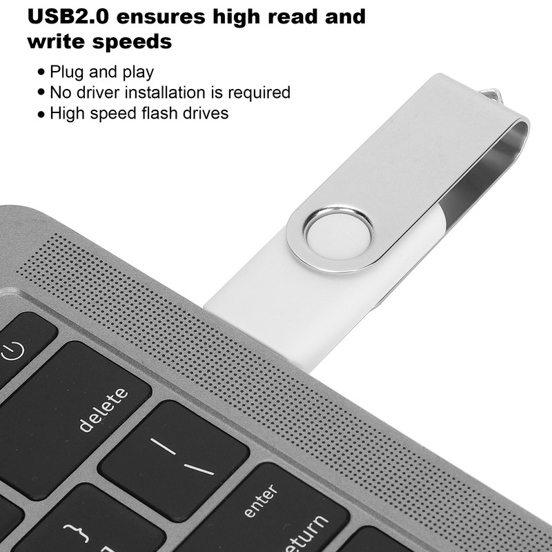USB Flash Drive Candy White Rotatable Portable Storage Memory Stick