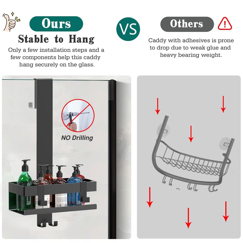 Emibele Over The Door Shower Caddy, 304 Stainless Steel Hanging