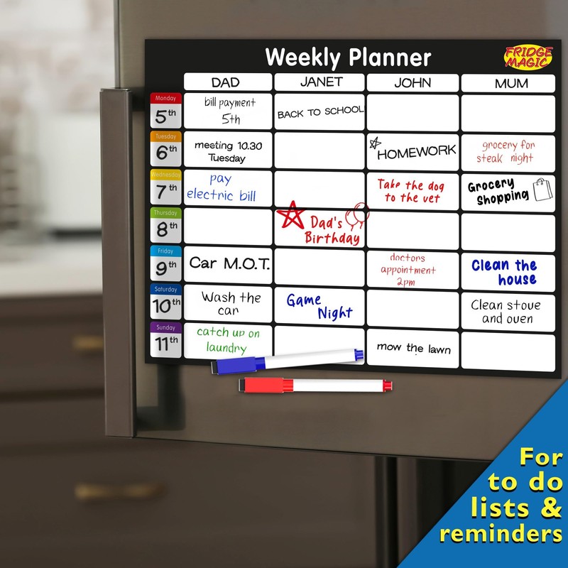 Magnetic Whiteboard for Fridge: Multi-Functional Landscape Weekly Planner, Meal Planner,