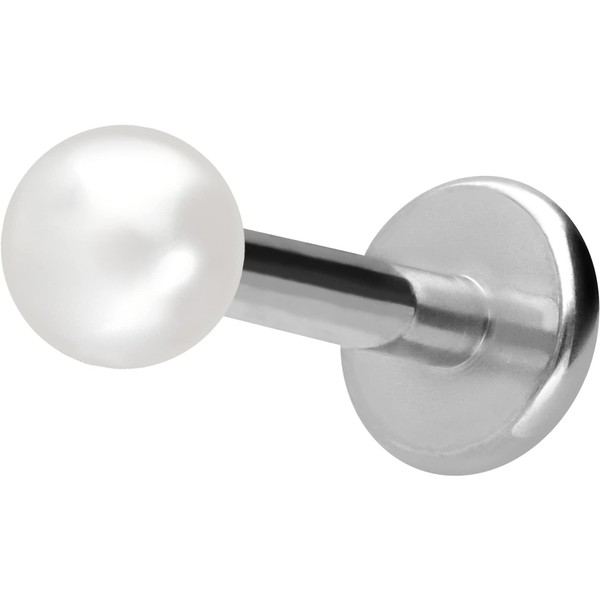 PIERCINGLINE Titanium Labret with Internal Thread Synthetic Pearl Piercing Ear