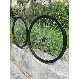 26 inch Heavy Duty Bicycle Wheels 10 Gauge 36 Spoke Wheelset with 22T Single Speed Flywheel, Double Wall Aluminum Alloy Bike Wheel Set Rims (Front and Rear)