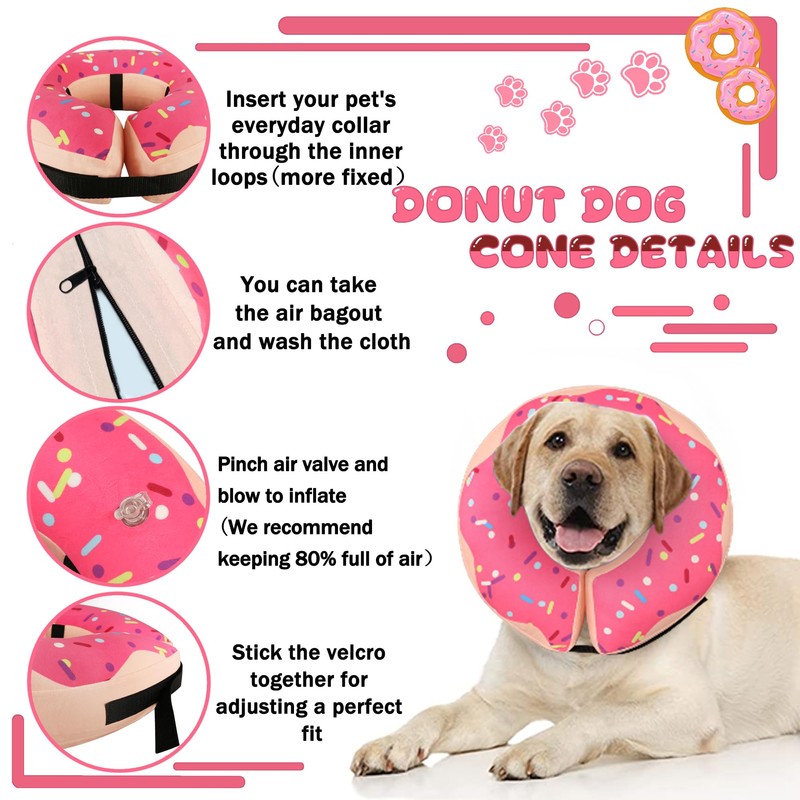 Inflatable Cone Collar for Large Medium Small Dogs, Soft Adjustable