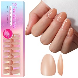 SXVME Soft Gel Nail Tips Short Almond Gel X Nails, 300Pcs Pre-applied Tip Primer Gel X Nail Tips Short Oval, Natural Nude Colored Gel Tips Acrylic Fake Nails Extensions False Nails Press ons for DIY