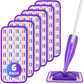 6 Pack Reusable Mop Pads for Swiffer WetJet Spray Mop, Wet Pads Refill for Swiffer Wet Jet, Machine Washable Microfibre Mop Pads Refills Wet Dry Use for All Kinds of Floor Surface