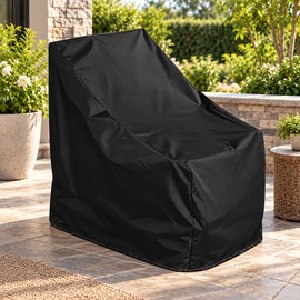 Outdoor Stacked Chair Cover, Water-Resistant Polyester Patio Furniture Protector for Dust & Rain, Black or Grey, Sizes S–L