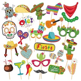 SINGOMON Fiesta Photo Booth Props Mexican Photo Booth Fiesta Photobooth Props for Cinco De Mayo Party Decorations Mexican Party Decorations Fiesta Party Decorations Tropical Party Decorations