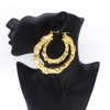 1 Pairs Large Bamboo Hoop Earrings for Women Gold Round