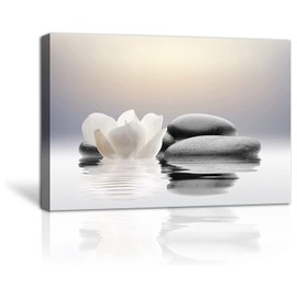 LZIMU Zen Canvas Wall Art Lotus Flowers and Stones Spa Pictures Wall Decor Art Prints for Yoga Meditation Room Decor (12x18in (30x45cm))