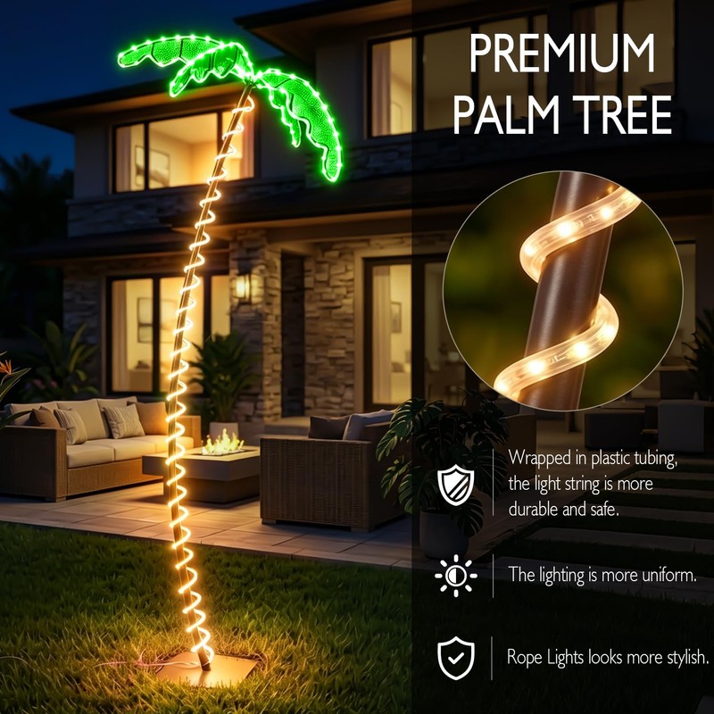 Innonly 7FT Lighted Palm Tree for Outside Patio, APP &